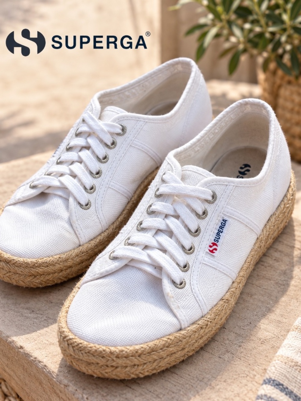 Superga White Canvas Espadrille Sneakers EU 39 Women’s